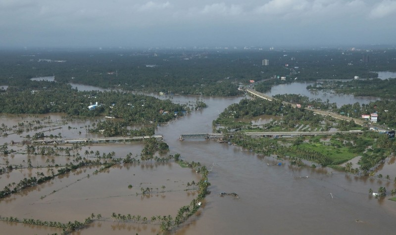 View of a flooded area is pictured in the north part of Kochi, in the Indian state of Kerala on August 18, 2018. (AFP Photo)