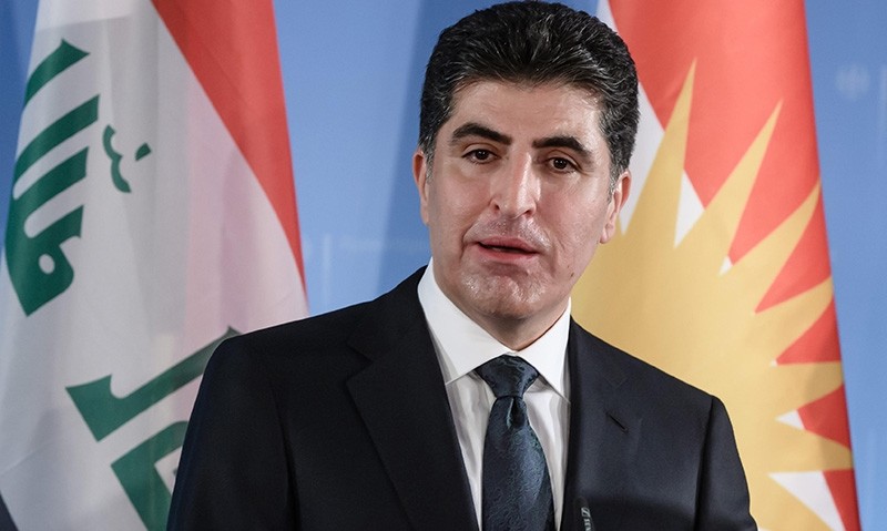 Nechirvan Barzani speaks during a joint media statement with German Foreign Minister Sigmar Gabriel (not in picture) prior to their meeting in Berlin, Germany (EPA File Photo)