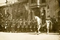 Shahzade Abdu00fclmecid Efendi is seen on a horse as he goes to Friday prayer. (1923)