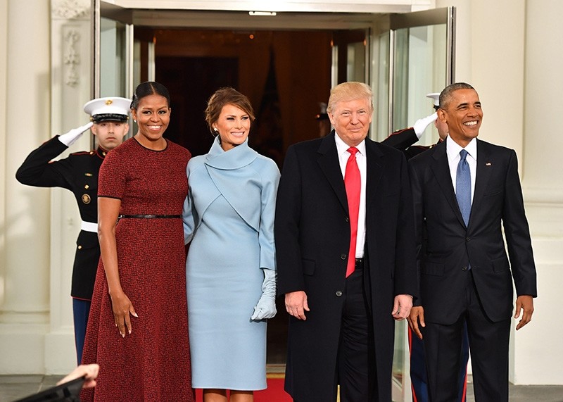 Then-U.S. President Barack Obama (R) and Michelle Obama (L) pose with then-President-elect Donald J. Trump and wife Melania at the White House before the inauguration in Washington, D.C., Jan. 20, 2017. (EPA Photo)