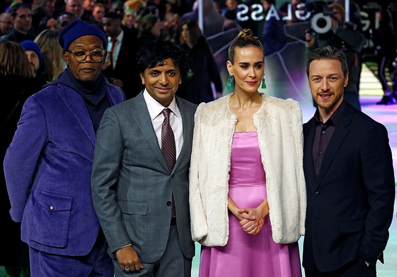 Actors Samuel L. Jackson, Sarah Paulson, James McAvoy and director M. Night Shyamalan attend the European premiere of ,Glass, in London, Britain, Jan. 9, 2019 (Reuters Photo)