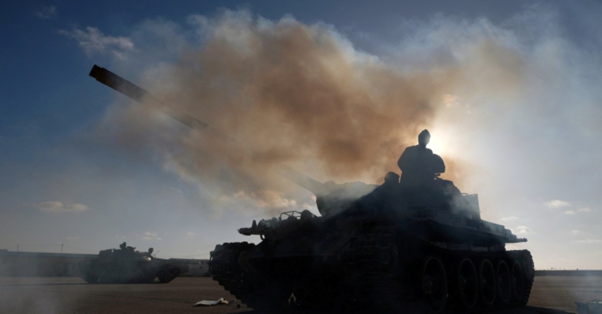 Members of Libyan National Army commanded by Khalifa Haftar prepare to reinforce troops in Benghazi, Libya, on April 13, 2019. (Reuters Photo
