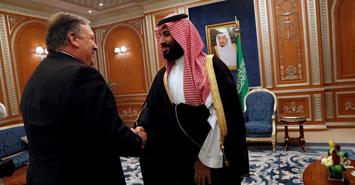 U.S. Secretary of State Mike Pompeo meets with the Saudi Crown Prince Mohammed bin Salman during his visits in Riyadh, Saudi Arabia, October 16, 2018. (Reuters Photo)