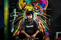 Artur Bordalo, who goes by the artistic name Bordalo II, poses in his studio in Lisbon.