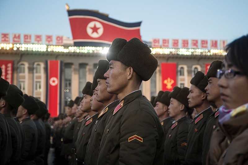 North Korean soldiers attend a mass rally to celebrate the North's declaration on November 29 it had achieved full nuclear statehood, on Kim Il-Sung Square in Pyongyang on Dec. 1, 2017 (AFP Photo)