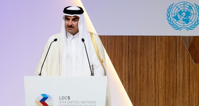 أمير قطر الشيخ تميم بن حمد آل ثاني في الكلمة الافتتاحية لـمؤتمر الأمم المتحدة الخامس المعني بالبلدان الأقل نموا في الدوحة AFP