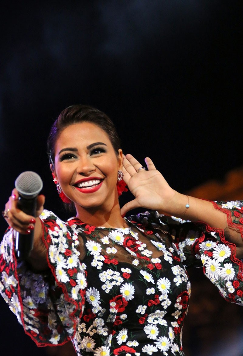 This file photo taken on August 27, 2016 shows Egyptian singer Sherine Adbel-Wahab performing at the Baalbek International Festival in Lebanon. (AFP Photo)