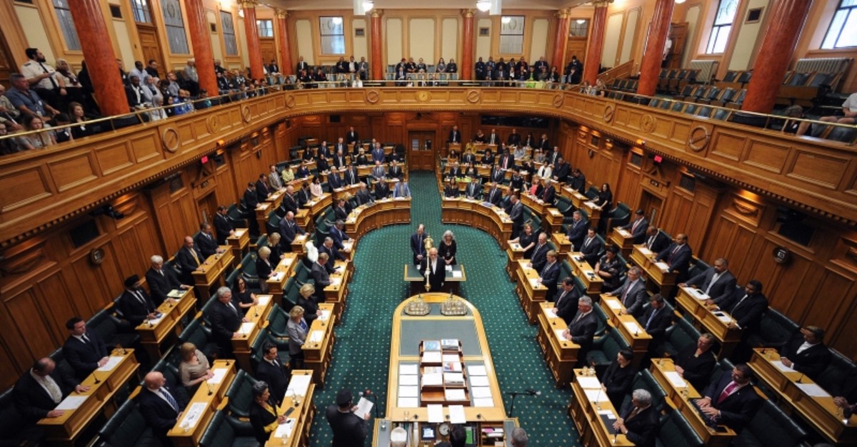 Parliament members attend the New Zealand Parliament session to pay their respects to those who lost their lives in the Christchurch mosque attacks, in Wellington on March 19, 2019. (AFP Photo)