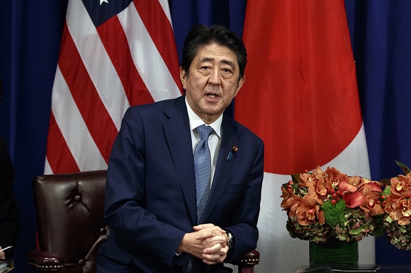 Japanese Prime Minister Shinzo Abe speaks during a meeting with Trump at the Palace Hotel during the UNGA, Sept. 21, 2017, in New York. (AP Photo)