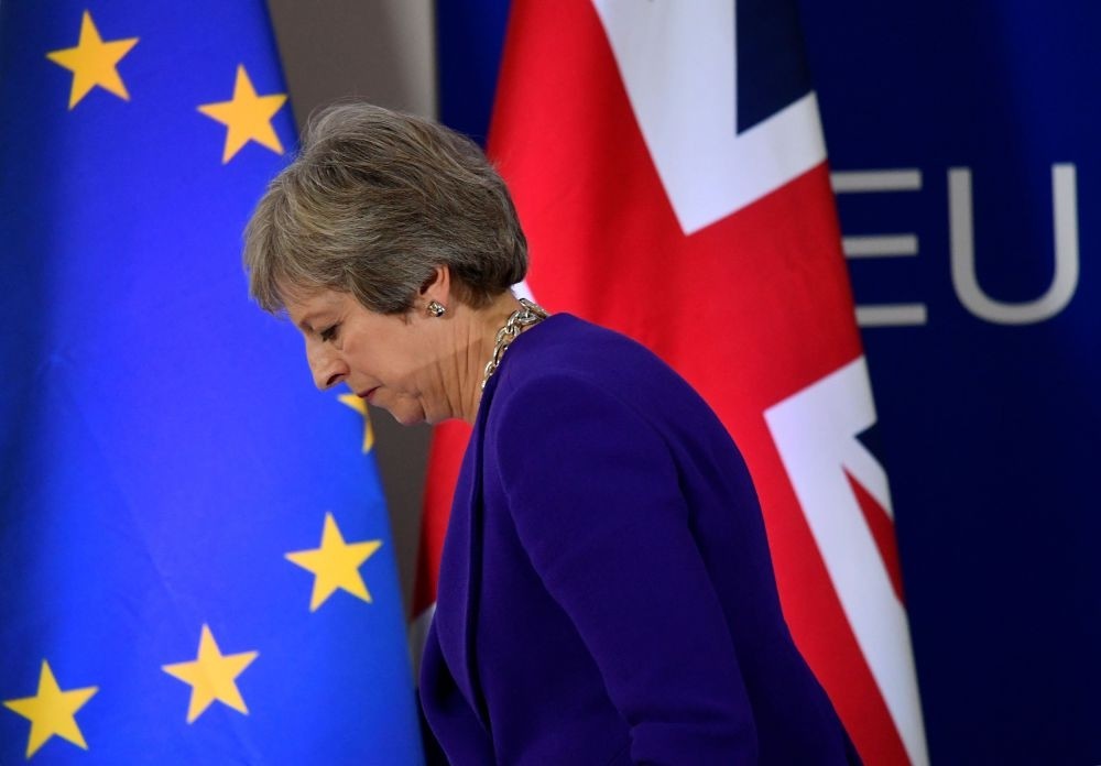 Britainu2019s Prime Minister Theresa May at a news conference at the European Union leaders summit in Brussels, Belgium, Oct. 18. 