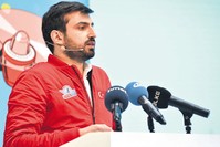 Turkey Technology Team Foundation (T3 Foundation) Chairman of the Board of Trustees Selu00e7uk Bayraktar delivers a speech during the introductory meeting of TEKNOFEST Istanbul Aerospace and Technology Festival, which is set to take place on Sep. 20-23. 