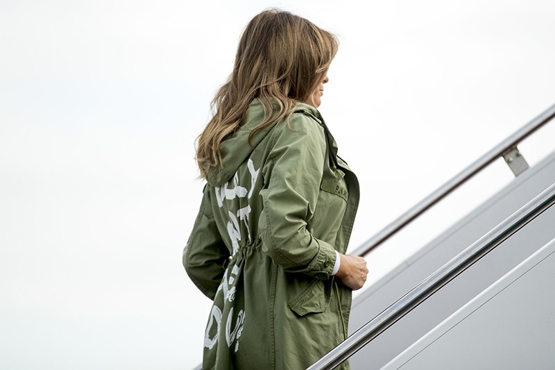 First lady Melania Trump boards a plane at Andrews Air Force Base, Md., Thursday, June 21, 2018, to travel to Texas. (AP Photo)