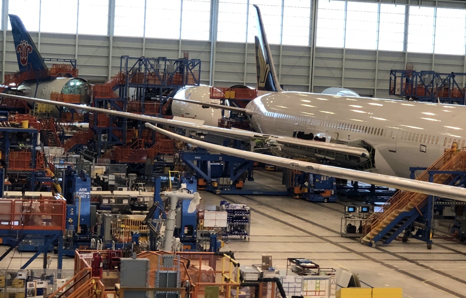 The new Boeing 787s (above) bound for China Southern Airlines and Air China are waiting to be delivered but the prospect of a trade war could make for a less rosy future.