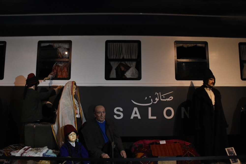 A model of a locomotive that carried migrants to Anatolia.