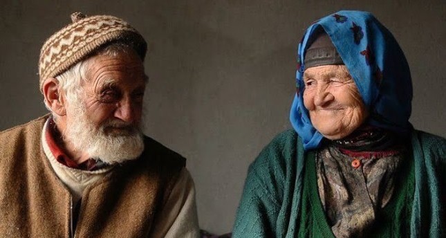 Old couple from Turkey's Black Sea region smile lovingly at each other. (FILE Photo)