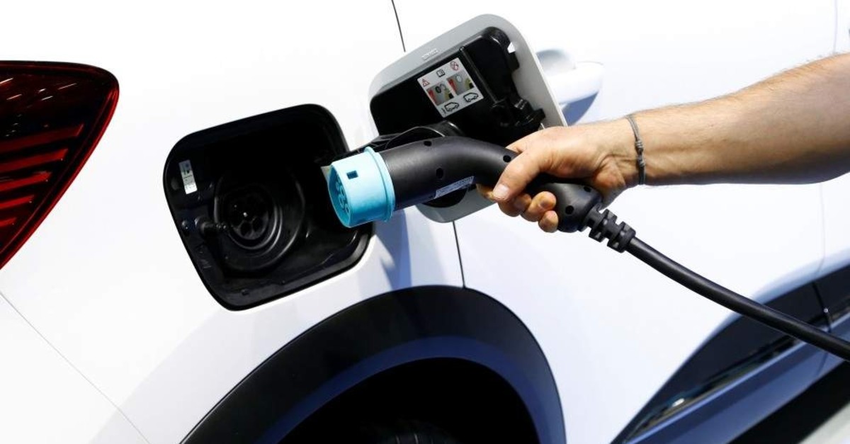 The charging plug of a Renault Captur E-Tech Hybrid car is seen at Brussels Motor Show, Belgium, Jan. 9, 2020. (Reuters Photo)