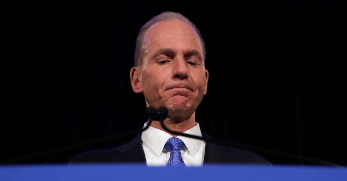  In this Monday, April 29, 2019 file photo, Boeing Chief Executive Dennis Muilenburg speaks during a news conference after the company's annual shareholders meeting at the Field Museum in Chicago. (AP Photo)