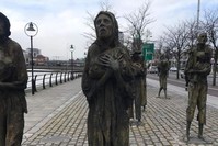 Great Famine memorial in Custom House Quay in the Dublin Docklands, Ireland, Feb. 15, 2020. (AA Photo)