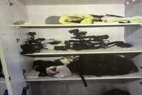 Egyptian police published photos of ,seized items,, including of cameras, from the AA office in Cairo. (AA Photo)