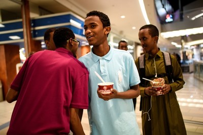Mohamed was greeted and congratulated by Mahammed Abdullahi while Ahmed wandered Mall of America with friends as part of their Eid celebrations in Minneapolis.