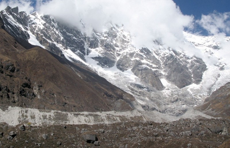 This file picture taken on October 13, 2008 shows a view of the Lirung Glacier in the Lantang Valley, some 60km (37.5 miles) northwest of Kathmandu (AFP Photo)