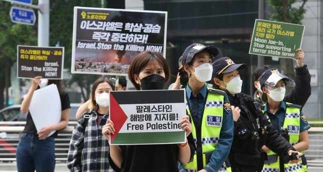 وقفة تضامنية مع غزة ضد القصف الاسرائيلي، في سول، ج كوريا AP