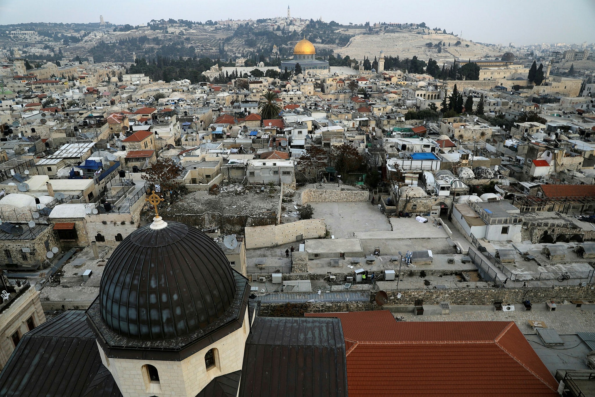 A general view shows part of Jerusalem's Old City and the Dome of the Rock December 5, 2017 (Reuters Photo)