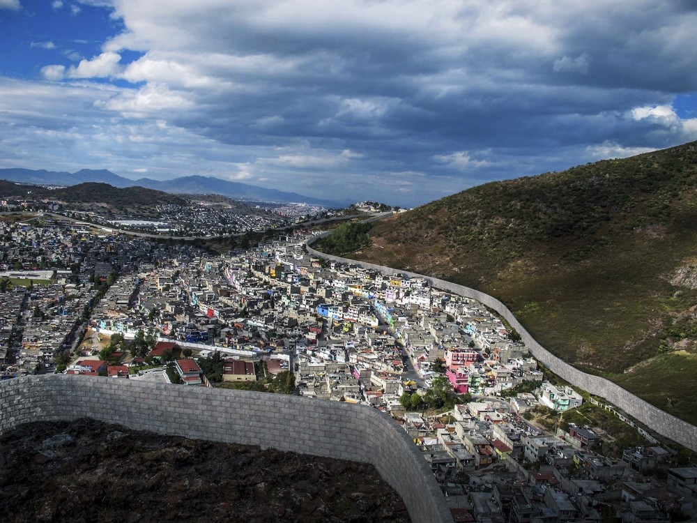 Kutluu011f Ataman's wall made of salt blocks melts over time and leaves a mark like a scar.