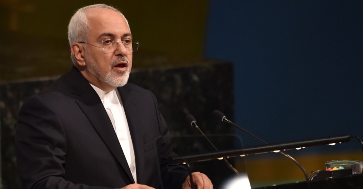 In this file photo taken on April 24, 2018, Iranian Foreign Affairs Minister Mohammad Javad Zarif speaks during the 72nd High-level Meeting on Peacebuilding and Sustaining Peace at United Nations Headquarters in New York. (AFP Photo)