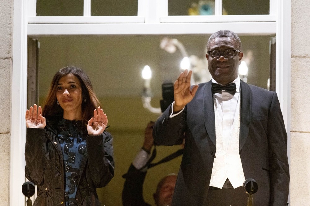 2018 Nobel Peace Prize laureates Dr. Denis Mukwege from Congo, left, and Nadia Murad from Iraq.