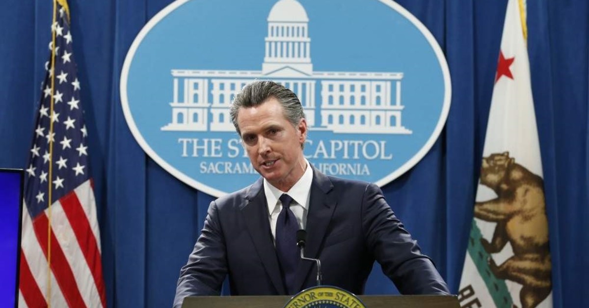 California Gov. Gavin Newsom responds to reporters' questions during a news conference in Sacramento, California on Jan. 10, 2020. (AP Photo)