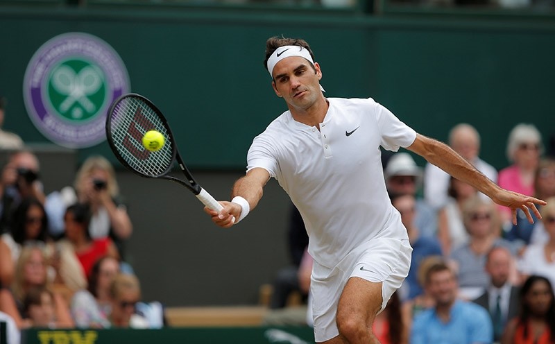 Switzerlandu2019s Roger Federer in action during the final against Croatiau2019s Marin Cilic, July 16, 2017. (Reuters Photo)