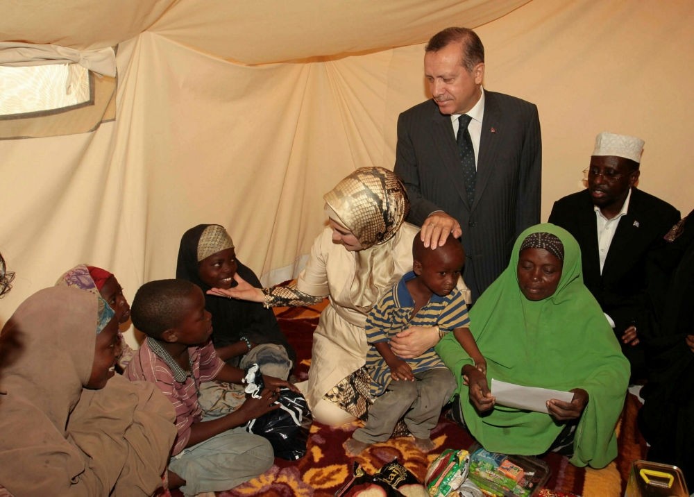 Then-prime minister Recep Tayyip Erdou011fan met a Somalian family during his visit to the country in 2011 which marked the start of a massive humanitarian campaign.