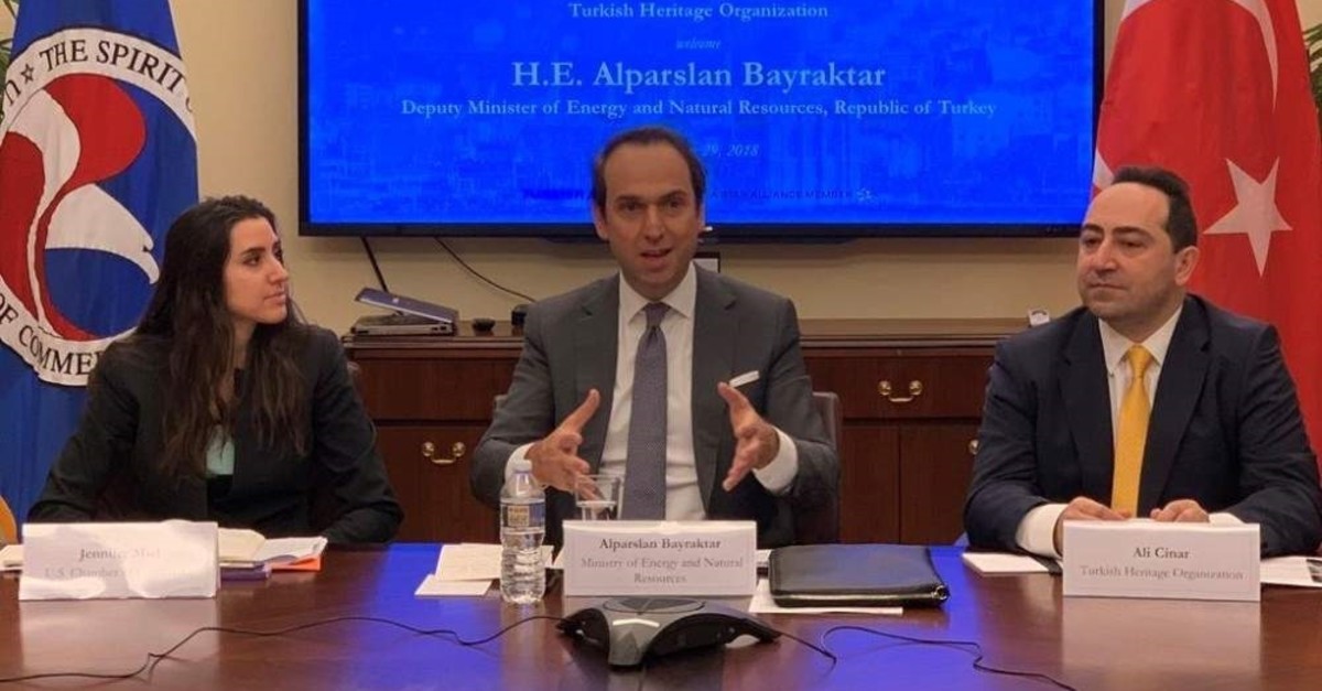 Turkish Energy and Natural Resources Deputy Minister Alparslan Bayraktar speaks at a teleconference session organized by the Turkish Heritage Organization. (Photo: THO)