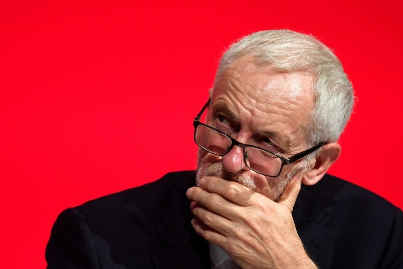 Labour Party Leader Jeremy Corbyn listens to speeches at the Labour Party Conference in Liverpool, Britain, 23 September 2018. (EPA Photo)