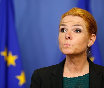 Danish Immigration Minister Inger Stojberg during a press conference at the EU Commission in Brussels, January 6, 2016. (EPA Photo)