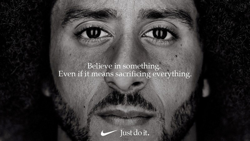 Former San Francisco quarterback Colin Kaepernick appears as a face of Nike Inc ad in this image released by Nike in Beaverton, Oregon, U.S., September 4, 2018. (Nike/Handout via REUTERS) 