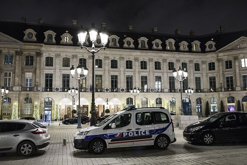A police car is parked in front of the main entrance of the Ritz where a burglary happened in Paris, France, Jan. 10, 2018. (EPA Photo)
