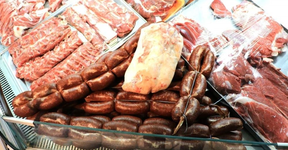 Sausages and meat products on display in a butcher's shop in this undated photo. (?HA Photo) 
