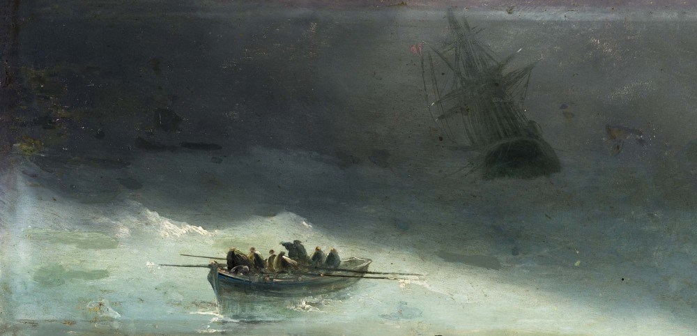 Fausto Zonaro, ,Boat in the Storm, is one of the works displayed in the new exhibit hall.