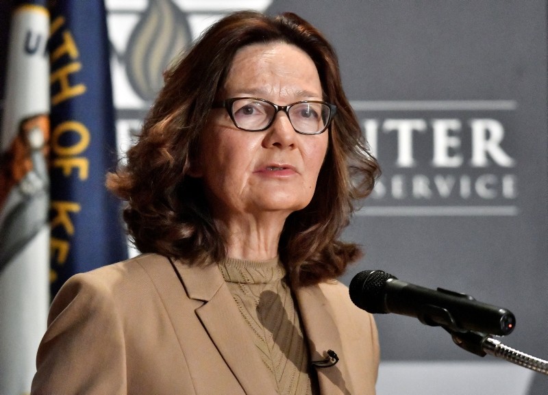 CIA Director Gina Haspel addresses the audience as part of the McConnell Center Distinguished Speaker Series at the University of Louisville, Monday, Sept. 24, 2018, in Louisville, Ky. (AP Photo)
