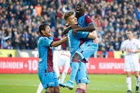 Trabzonspor players celebrate a goal against Sivasspor, Feb. 16, 2020. (DHA Photo)
