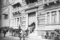 A photo showing old Bristol Hotel, which is used as Pera Museum now, from the u201cLooking from  In-Betweenu201d exhibition.