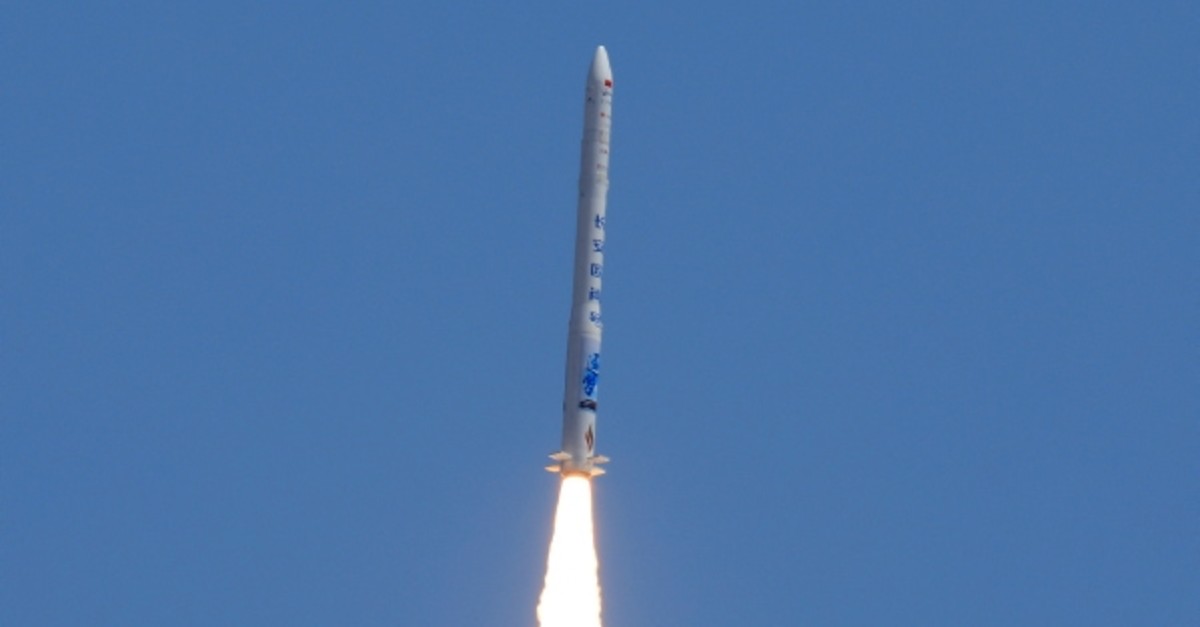 In this photo released by Xinhua News Agency, a carrier rocket developed by a Chinese private company successfully sends two satellites into orbit from the Jiuquan Satellite Launch Center in northwest China Thursday, July 25, 2019 (AP Photo)