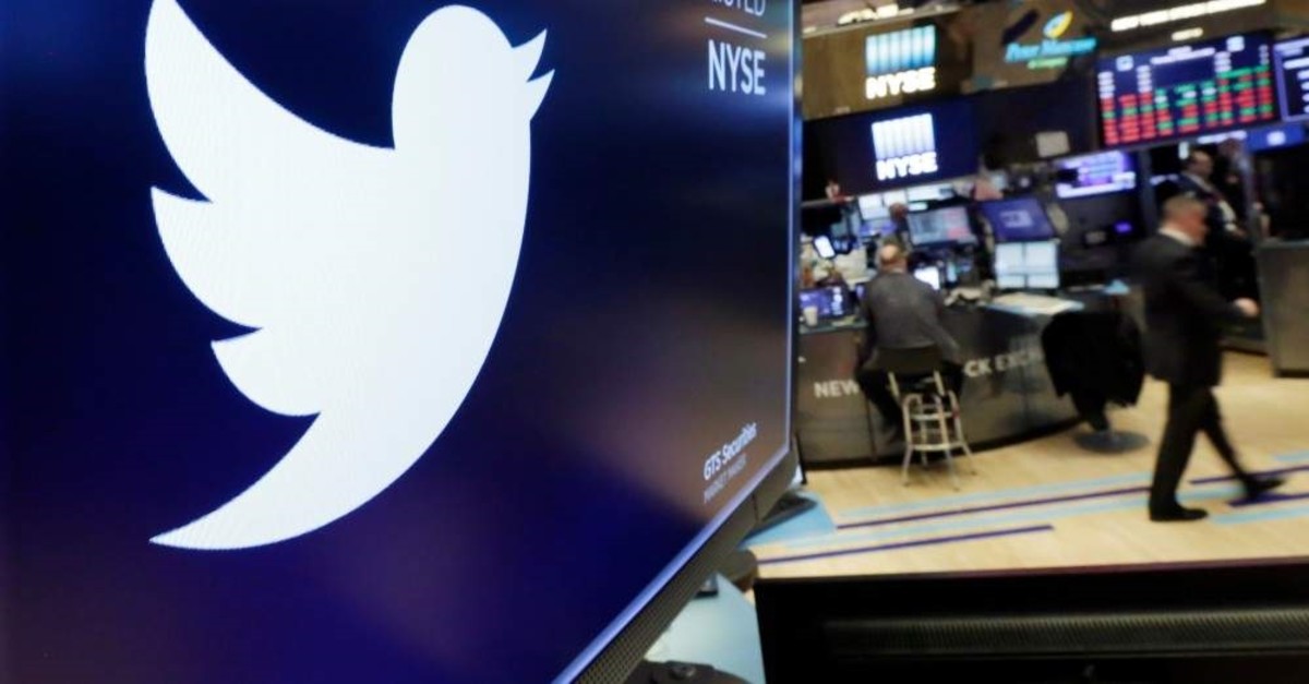In this Feb. 8, 2018, file photo, the logo for Twitter is displayed above a trading post on the floor of the New York Stock Exchange. (AP Photo)