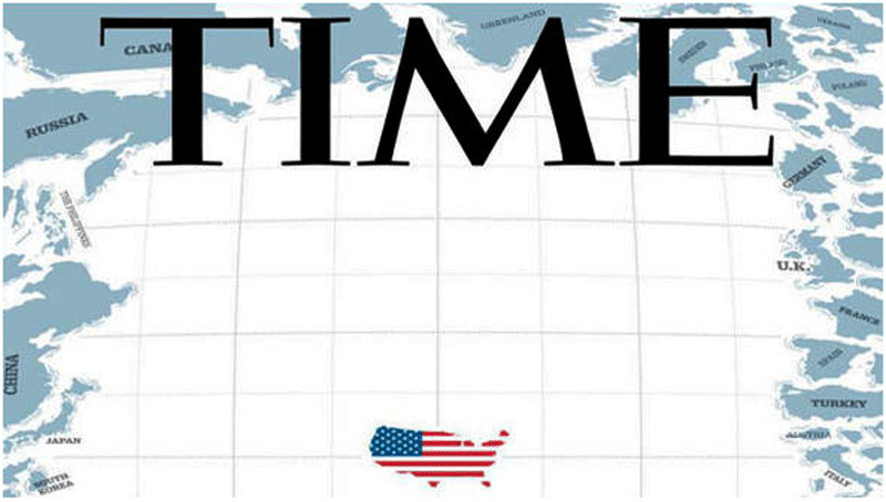 Time magazine features an illustration of “America alone” on its cover