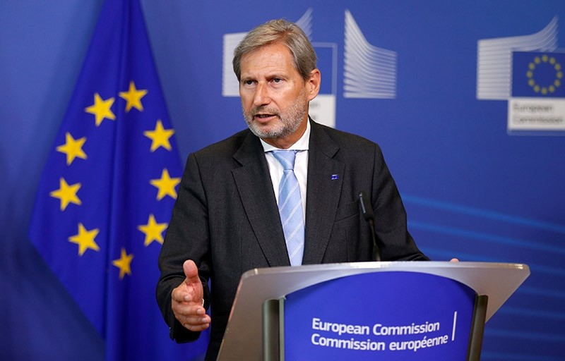 European Neighbourhood Policy and Enlargement Negotiations Commissioner Johannes Hahn speaks during a news conference at the EU Commission headquarters in Brussels, Belgium June 12, 2017. (Reuters Photo)