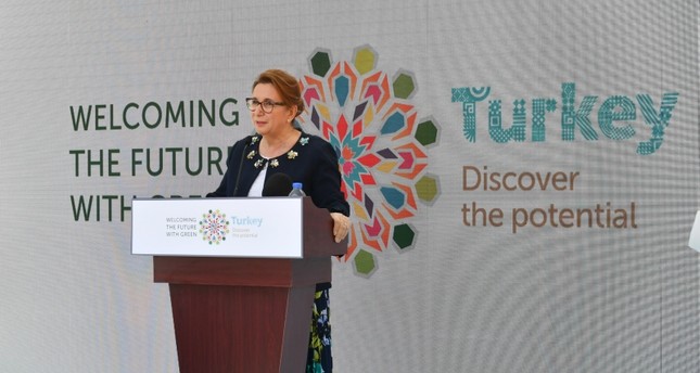 وزيرة التجارة التركية روهصار بكجان في افتتاح اليوم الوطني التركي في معرض إكسبو بكين 2019 الأناضول
