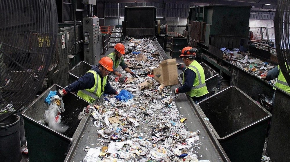 Workers sort recyclable waste at a facility. Turkey started a zero waste project last year to alleviate landfill use and boost recycling.