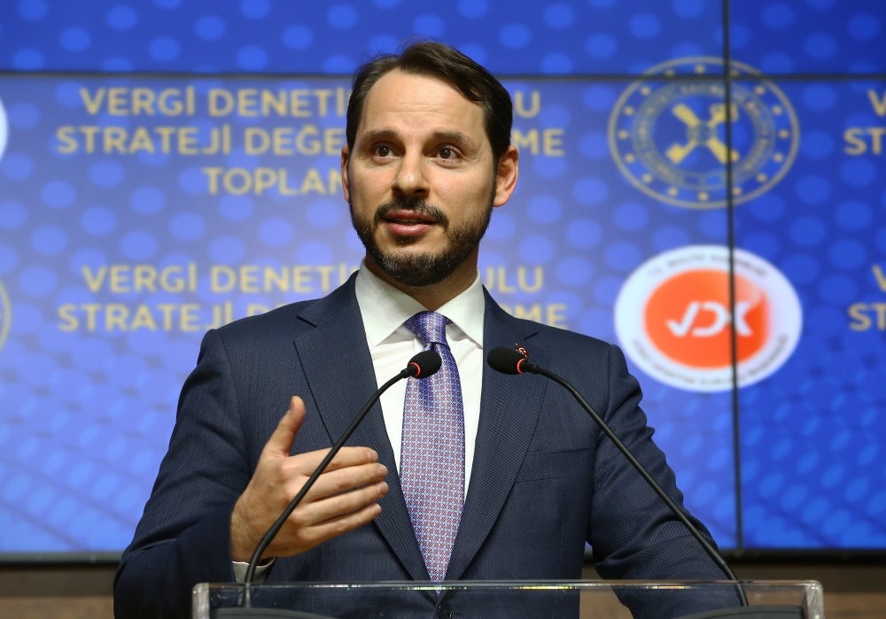 Treasury and Finance Minister Berat Albayrak delivers a speech during his address at the Turkish Tax Inspection Board in Ankara, Oct 31.